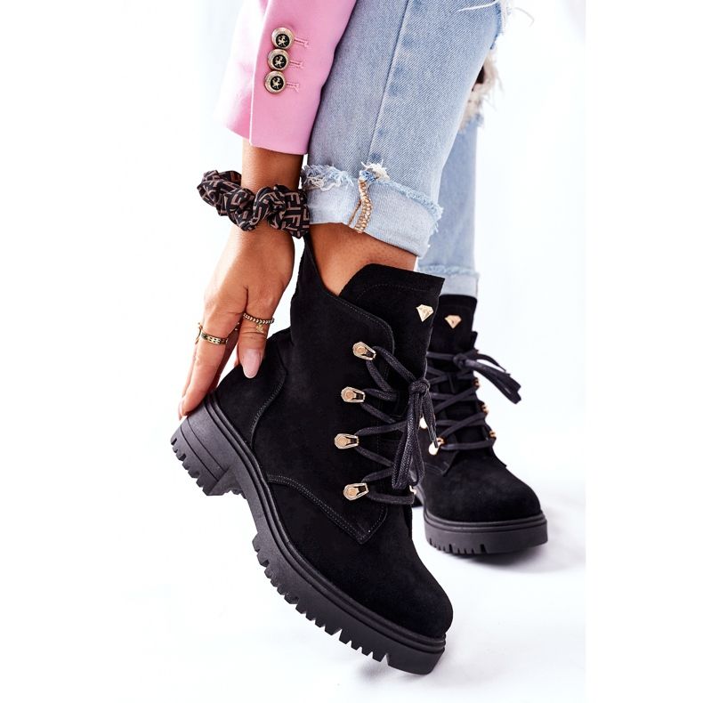 Dámské semišové černé boty Nicole 2674 černá 2