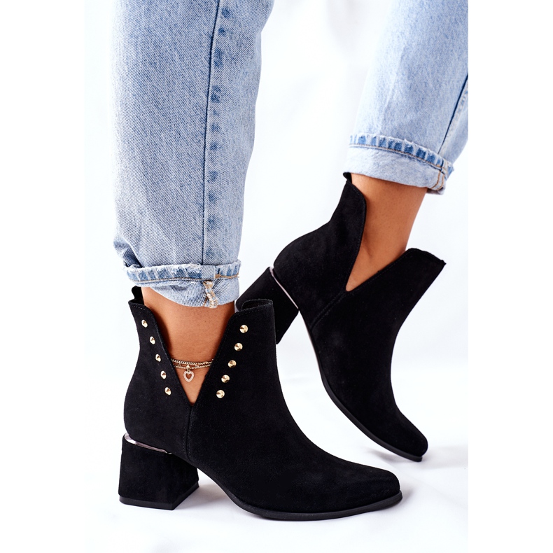 Lewski Shoes Dámské semišové boty s výřezy Lewski Black 3074 / B černá 2