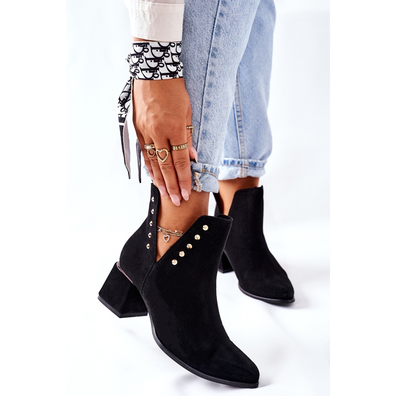 Lewski Shoes Dámské semišové boty s výřezy Lewski Black 3074 / B černý 1