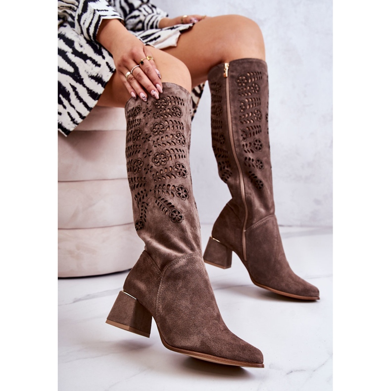 Lewski Shoes Suede Lewski Boty Openwork Brown Romena hnědý 2