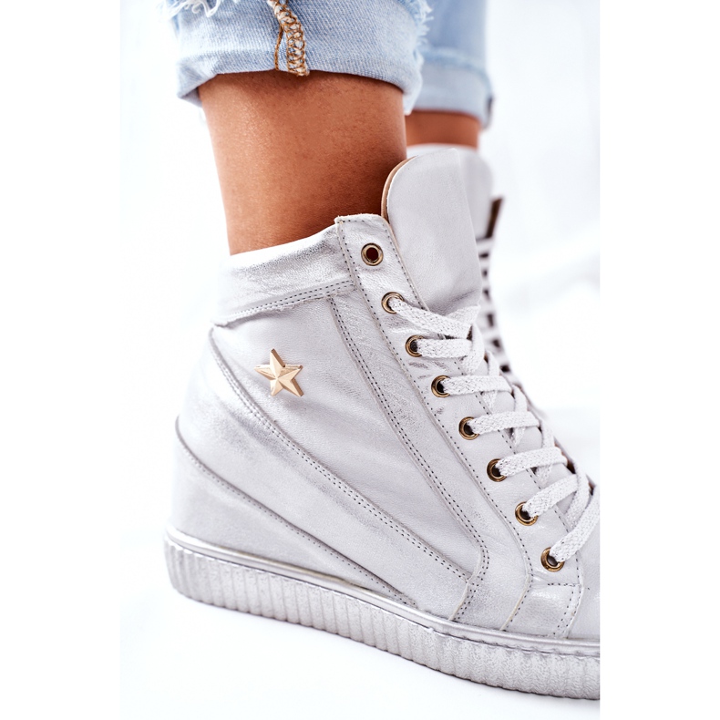 Lewski Shoes Dámské sportovní kožené boty Lewski Silver 3079 stříbro 1