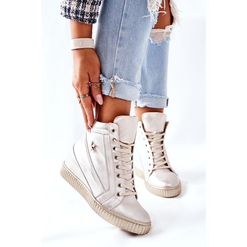 Lewski Shoes Dámské sportovní kožené boty Lewski Golden 3079 zlatý 2