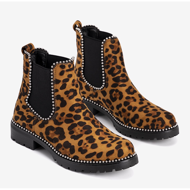 Hnědé kozačky s leopardím vzorem Patty hnědý černý 1