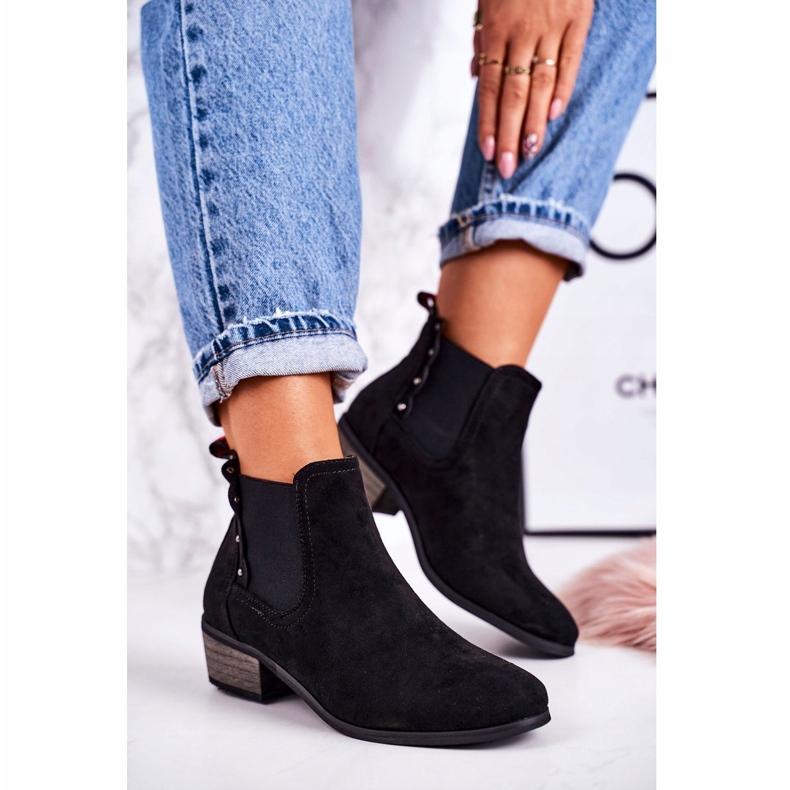 J. Star Dámské klasické boty Chelsea semišové černé chodecké boty černá 1