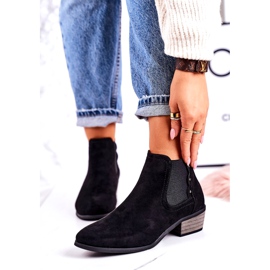 J. Star Dámské klasické boty Chelsea semišové černé chodecké boty černá 3