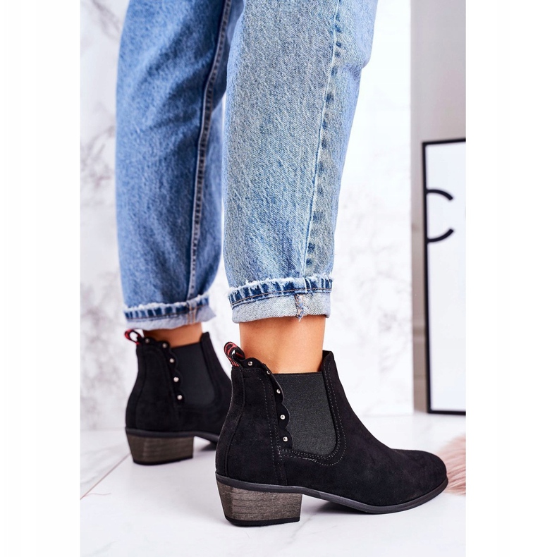 J. Star Dámské klasické boty Chelsea semišové černé chodecké boty černá 4