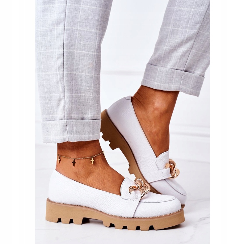 Kožené mokasíny Lewski Shoes 3040 White bílý 5