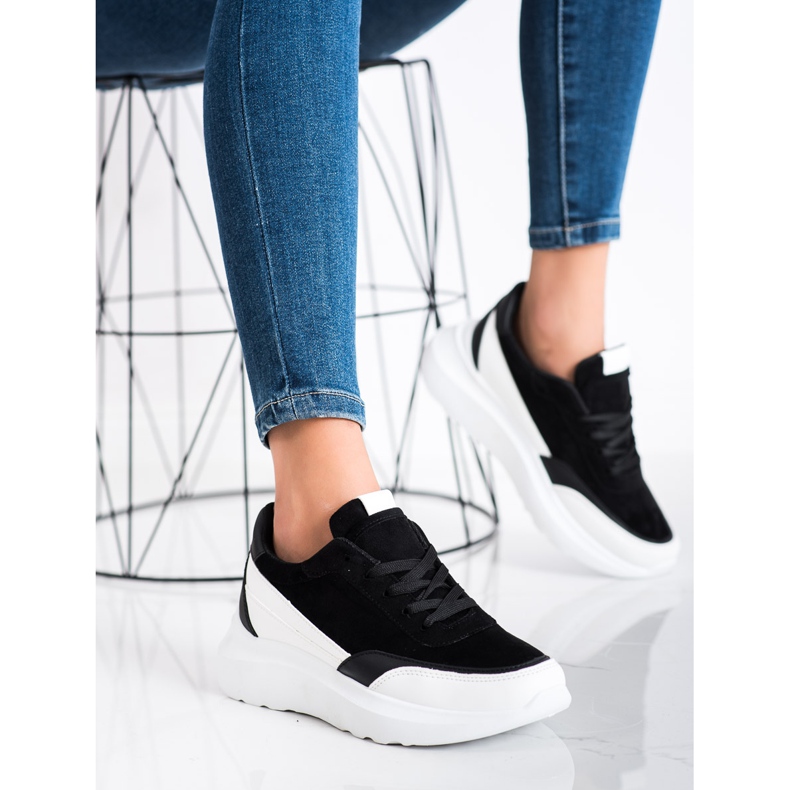 SHELOVET Černé semišové tenisky černá 2