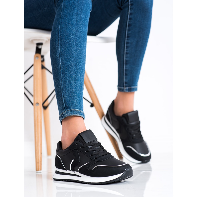 SHELOVET Sportovní obuv z eko kůže černá 1