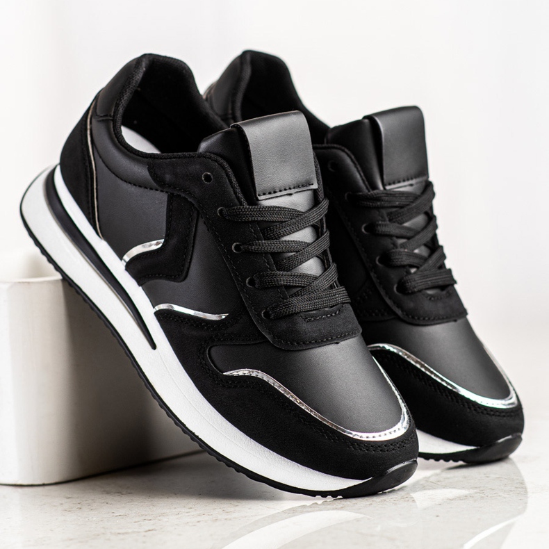 SHELOVET Sportovní obuv z eko kůže černá 2