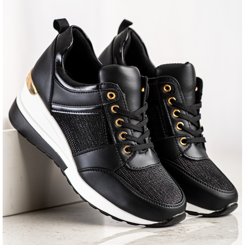 Diamantique Černé klínové tenisky černá 2