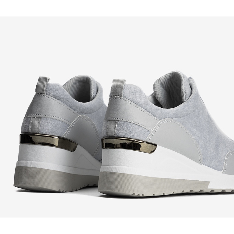 Šedé semišové klínové tenisky Velasco šedá 1