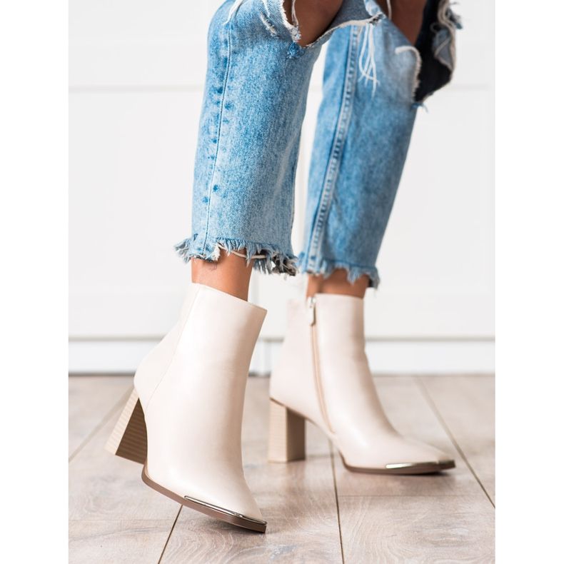 Seastar Elegantní kozačky na sloupek béžový 1