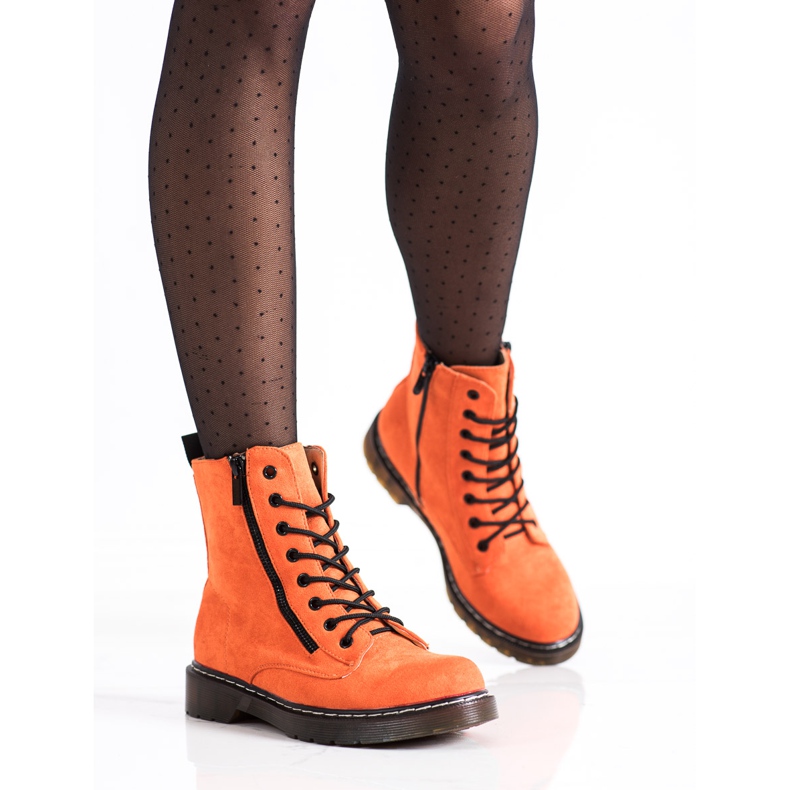 SHELOVET Oranžové lapače s ozdobným zipem oranžový 2