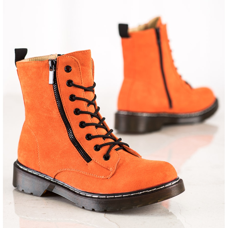 SHELOVET Oranžové lapače s ozdobným zipem oranžový 1