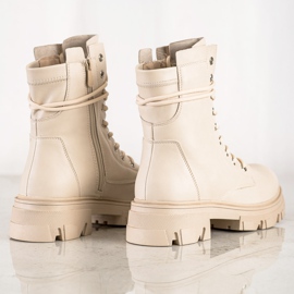 Bestelle Šněrovací pracovníci s eko kůží béžový 1