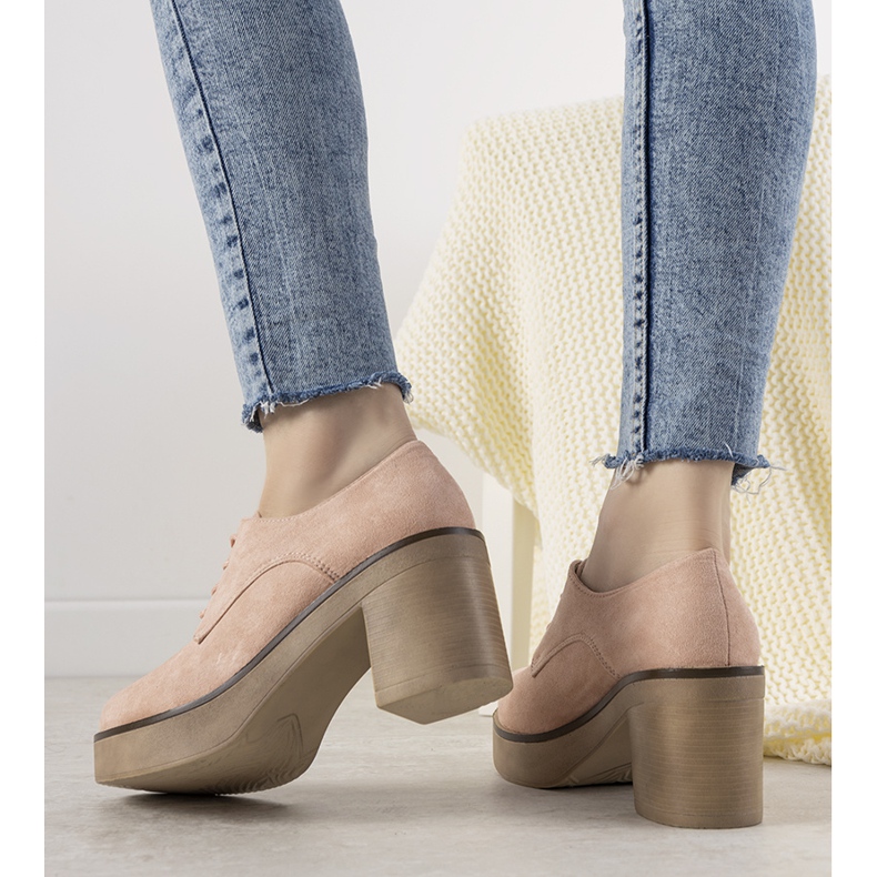 Růžové šněrovací kotníkové boty na sloupku Cortona růžový 1