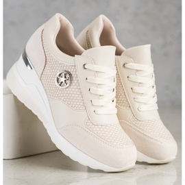 SHELOVET Lehké klínové tenisky béžový 2