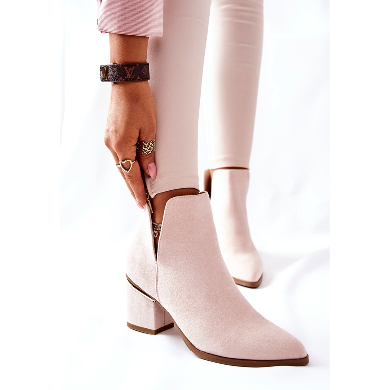 PS1 Dámské semišové boty s výřezy béžové Noel béžový 2