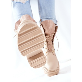 PA2 Dámské prolamované kožené kozačky béžové Small Hootie béžový 1