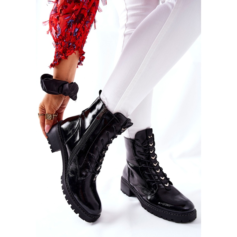 Vinceza Černé lakované dámské boty Myroe černý 2