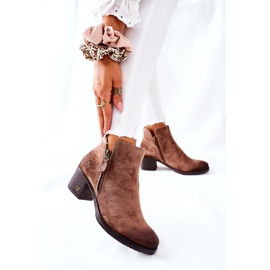 Vinceza Dámské kozačky semišové béžové Bellarena hnědý 2