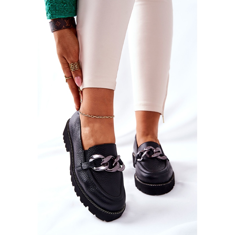 Nicole Dámské mokasíny kožené černé Sthonto černá 1