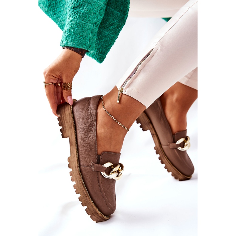 Nicole Dámské mokasíny kožené hnědé Sthonto hnědý 2