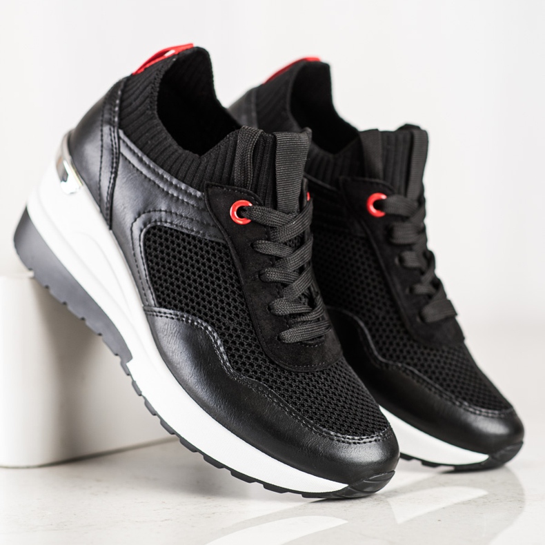 SHELOVET Nazouvací tenisky se síťovinou černá 2