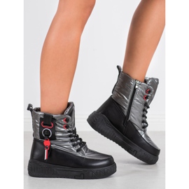 Seastar Teplé sněhové boty na plošině černá stříbrný šedá 2 Seastar Teplé sněhové boty na plošině černá stříbrný šedá 2