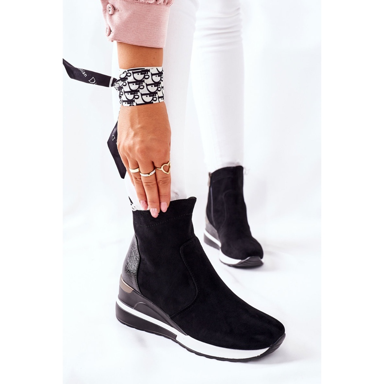 Vinceza Dámské kozačky na klínku Black Greenfort černá 1