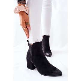 Vinceza Dámské kozačky na podpatku semišové černé Carrick černá 1