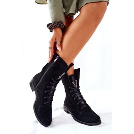 Dámské velurové kožené kozačky Nicole Black 2581/028 černý 2