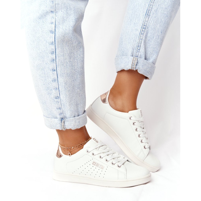 Dámské kožené tenisky Big Star DD274583 v bílé mědi bílý 1