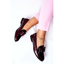 Dámské brogues Maciejka lakované mokasíny mramorované burgundské 04099-33 / 00-1 červený 1