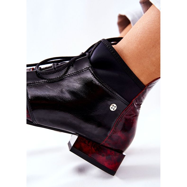 Kožené boty Maciejka 04744-29 Mramorované kuličky černá červené 2