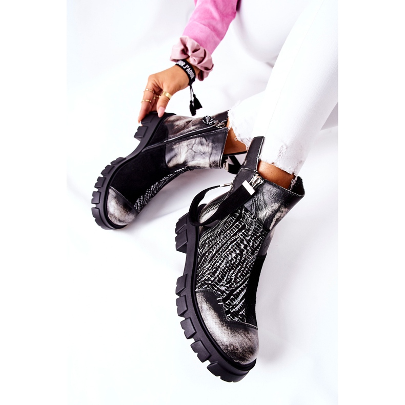 Kožené kozačky Jodhpur kozačky Maciejka černo-bílé 05137-21 bílý černá 2 Kožené kozačky Jodhpur kozačky Maciejka černo-bílé 05137-21 bílý černá 2