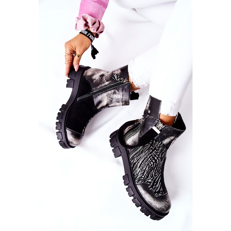 Kožené kozačky Jodhpur kozačky Maciejka černo-bílé 05137-21 bílý černá 1 Kožené kozačky Jodhpur kozačky Maciejka černo-bílé 05137-21 bílý černá 1