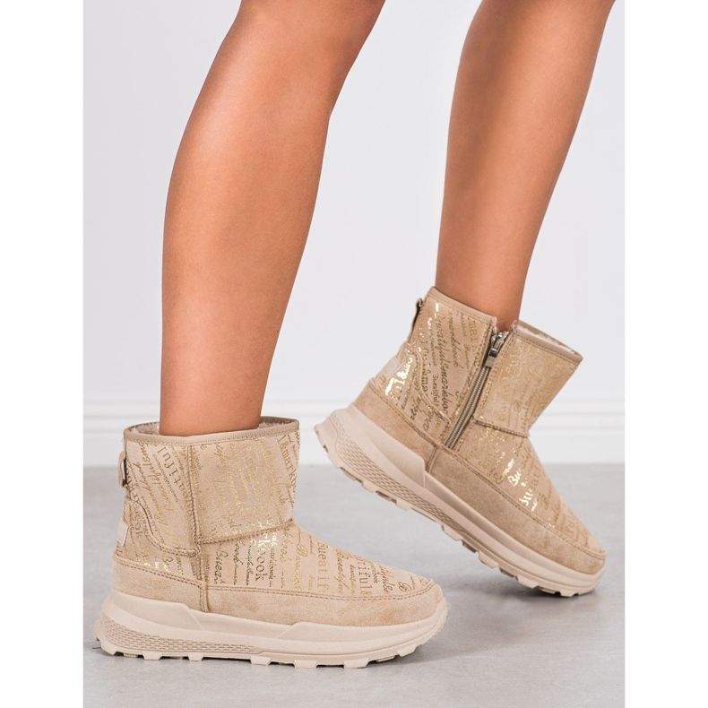 SHELOVET Teplý Mukluki na platformě béžový 1
