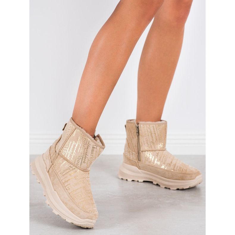 SHELOVET Teplý Mukluki na platformě béžový 2
