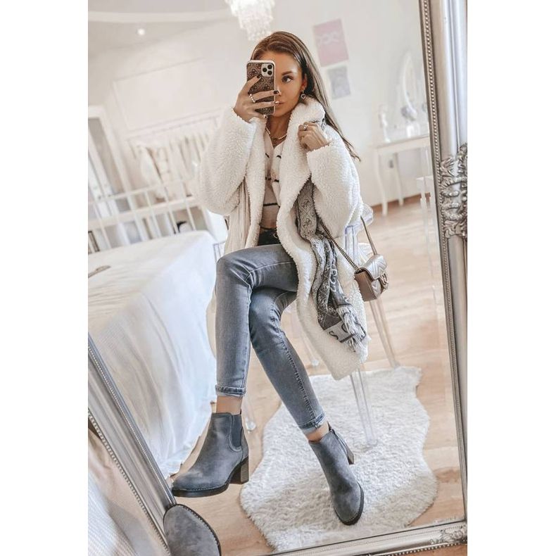 Šedé boty na sloupku Hanah šedá 1 Šedé boty na sloupku Hanah šedá 1