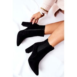 PG1 Dámské semišové kozačky na podpatku černé Kastren černá 1