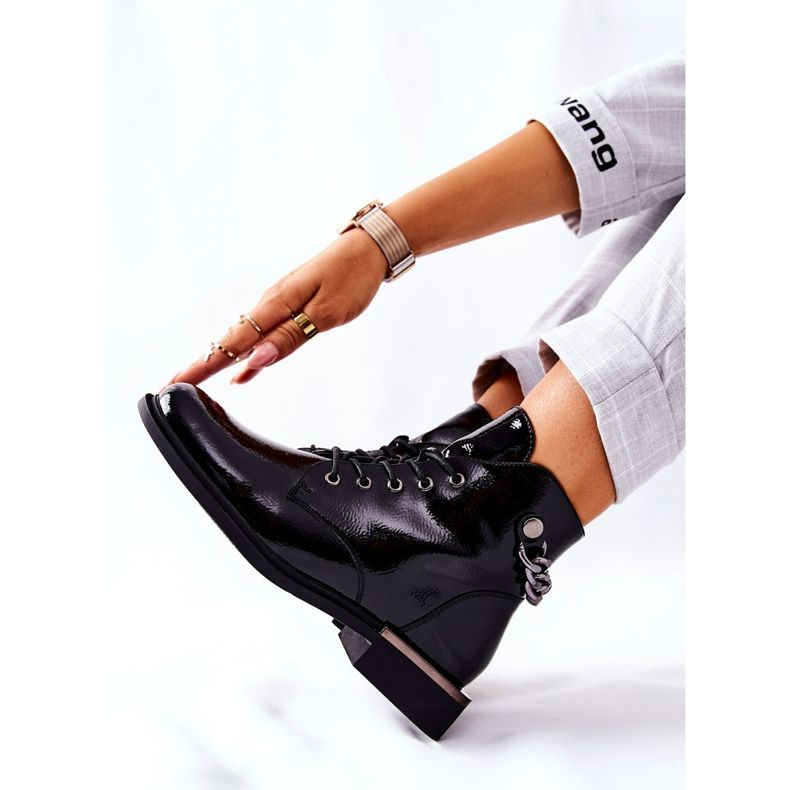 Lakované teplé boty Sergio Leone Black BT405 černý 2