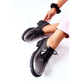 S.Barski Lakované, svázané černo-šedé boty Mosa černá šedá 2