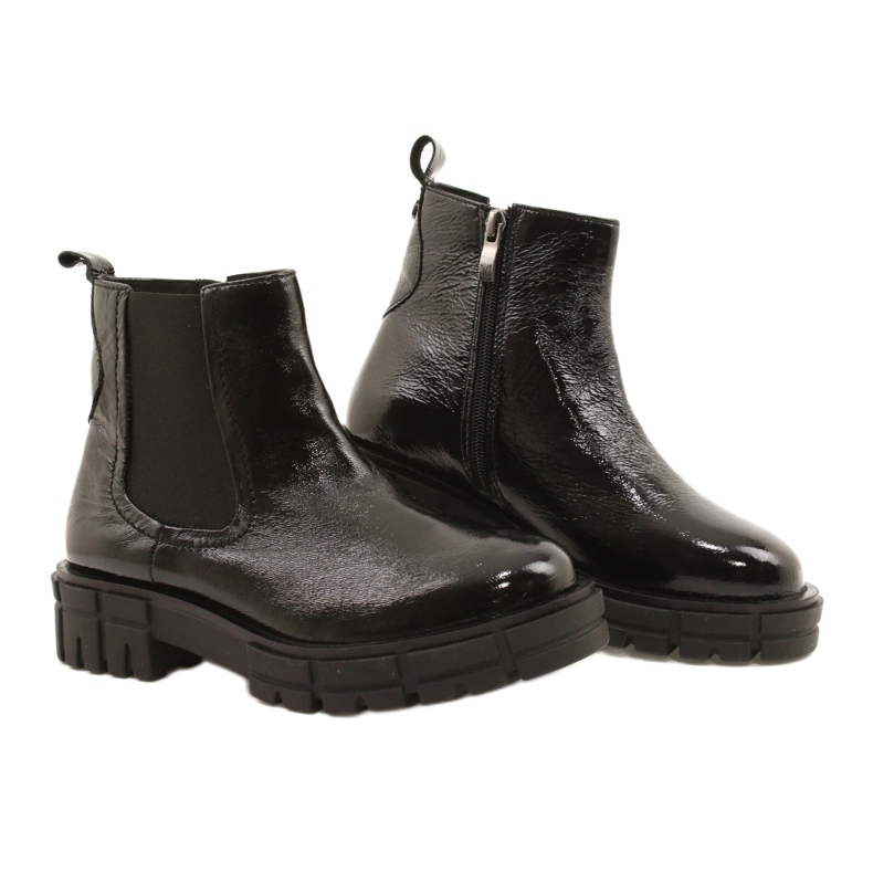 Black Varnised Women's Boots Caprice 9-25461-27 017 černý 5