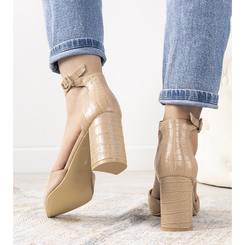 Béžové lodičky na postu Natalie béžový 1