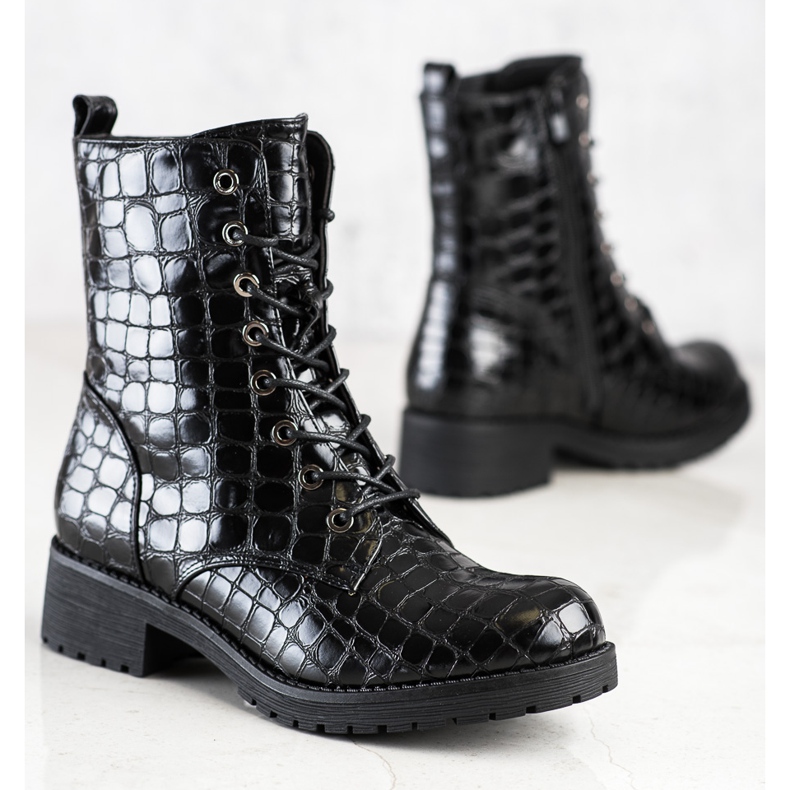 SHELOVET Šněrovací boty černý 1