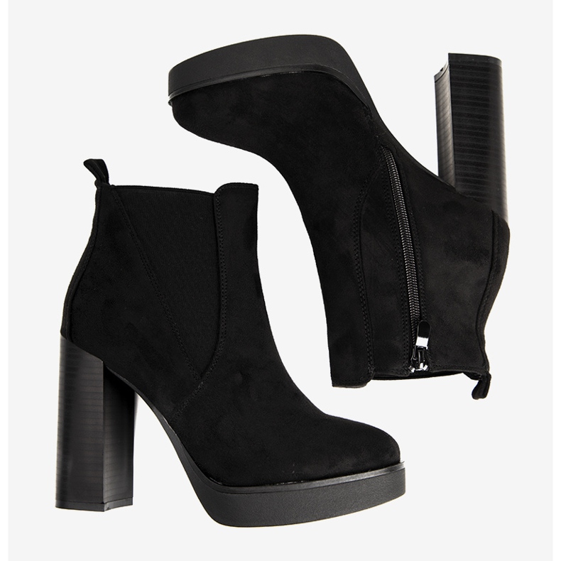 Černé dámské kozačky na vysokém sloupku Lacasse černá 1