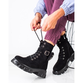 SHELOVET Semišové pracovní boty s kapsou černá 1