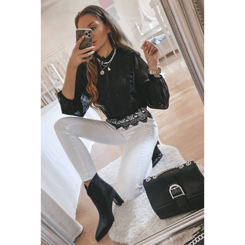 Klasické černé kotníkové boty na sloupku Melanie černý 2